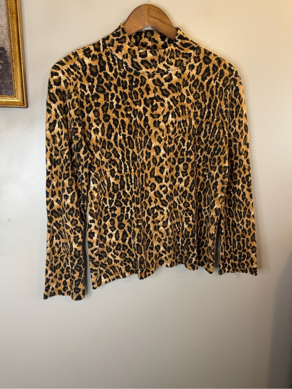 Jones New York Signature Leopard Print Mock Neck Top Women’s Large 100% Cotton - Picture 4 of 7